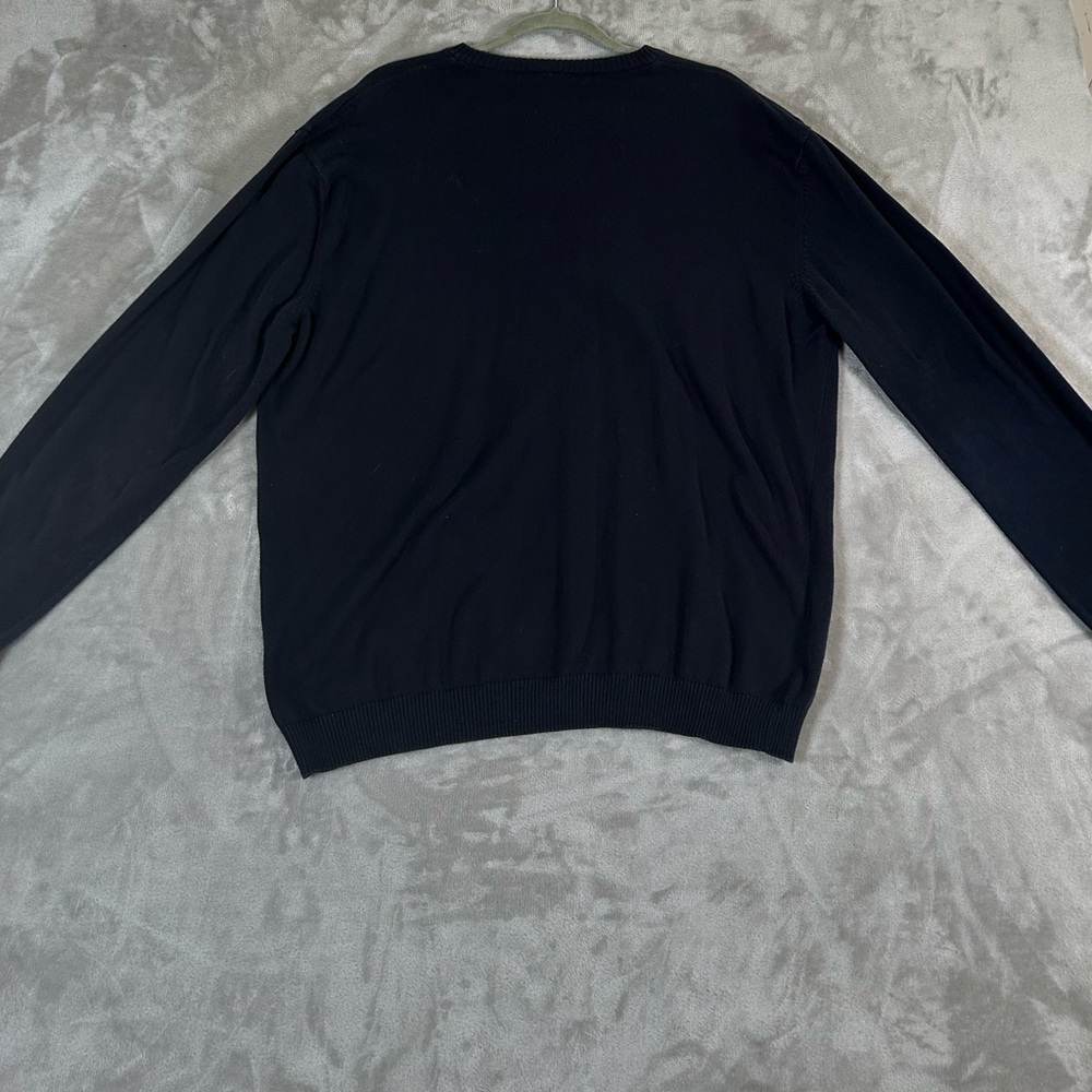 Lacoste men’s v- neck navy blue pullover cotton sweater - Picture 6 of 10